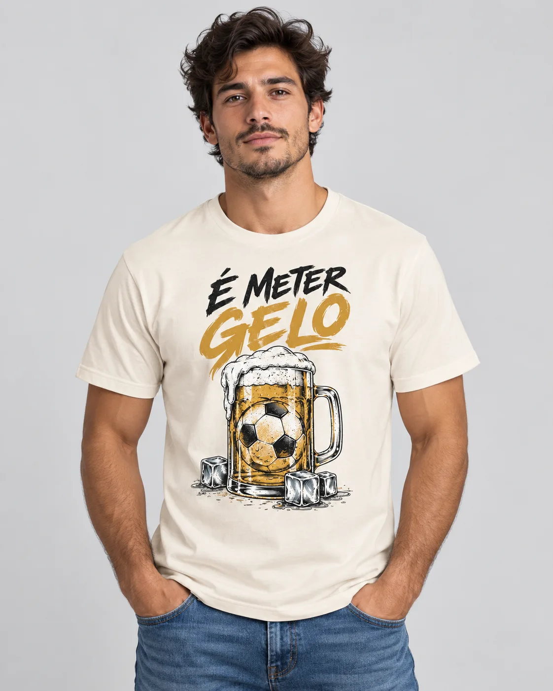 T-Shirt “É Meter Gelo — Caneca Cheia” 1 T-Shirt “É Meter Gelo — Caneca Cheia” - Image 1