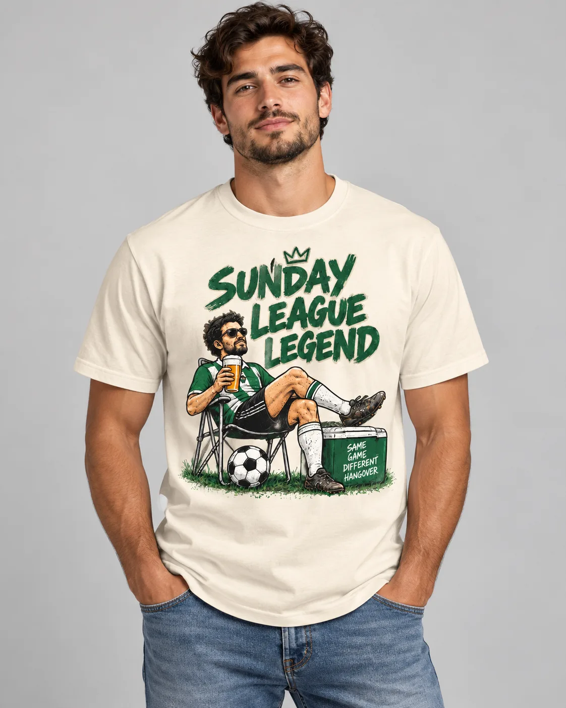T-Shirt “Sunday League Legend — Same Game, Different Hangover” 1 T-Shirt “Sunday League Legend — Same Game, Different Hangover” - Image 1